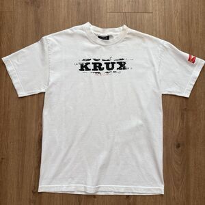 Y2K KRUX Skateboards NHS T Shirt White Distressed Logo Skate Tee Medium